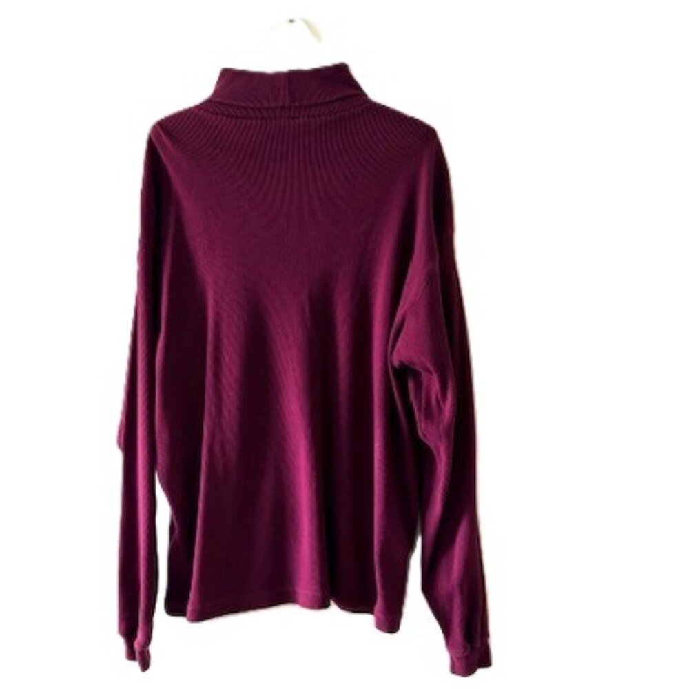 Land's End Burgundy All-Cotton Long Sleeve Turtleneck Tunic